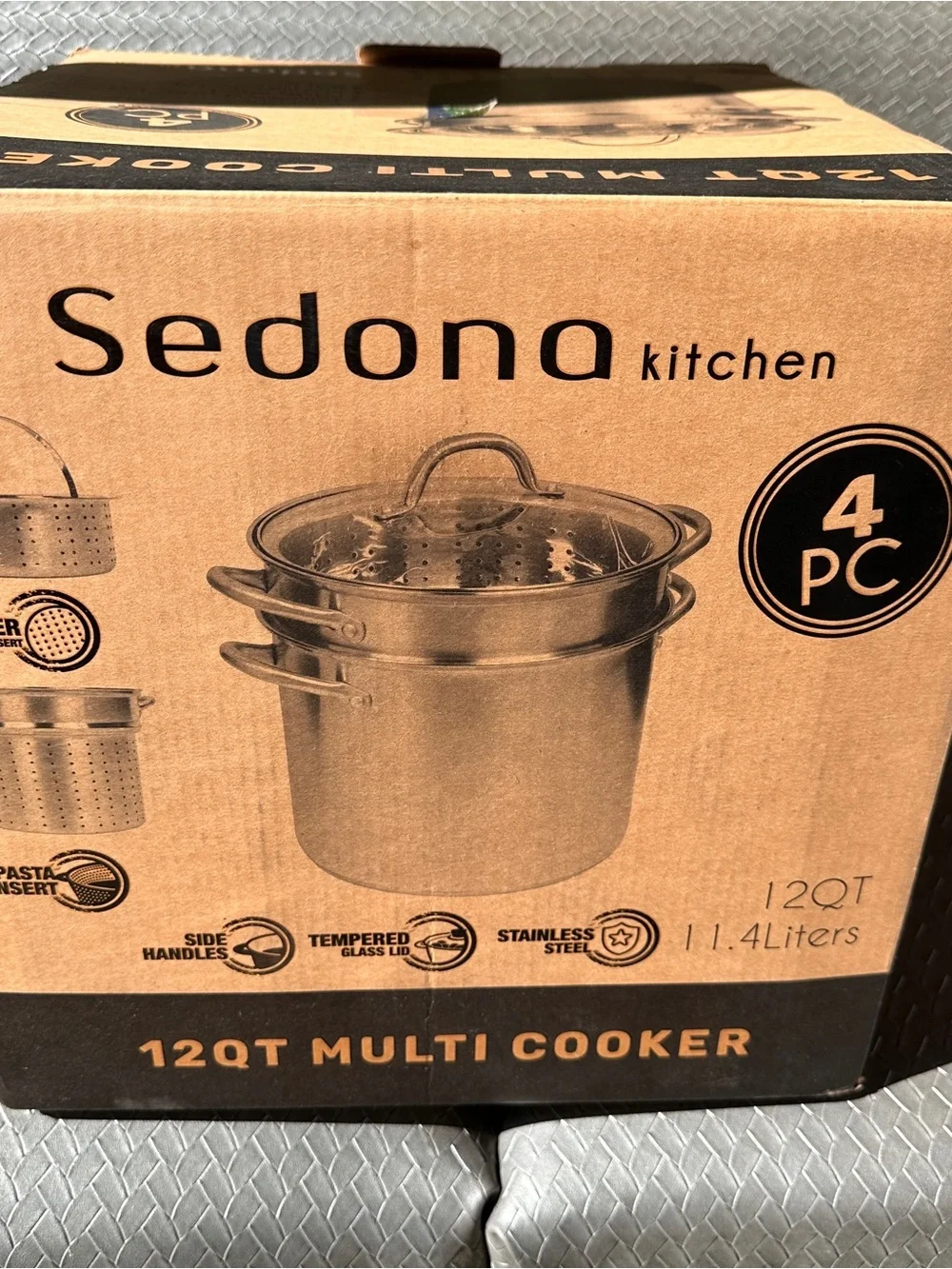 Kitchen 12QT Multi Cooker - Stainless Steel (Silver) - 4 Pc